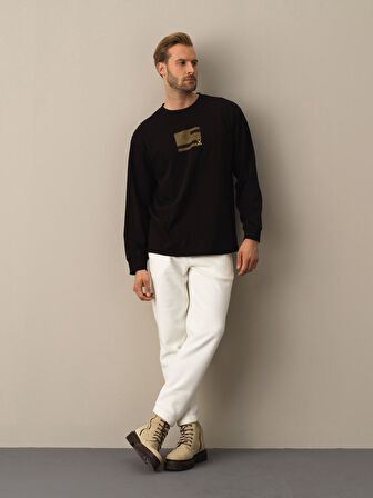 Xint Siyah Oversize Baskılı Tişört