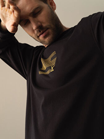 Xint Siyah Oversize Baskılı Tişört