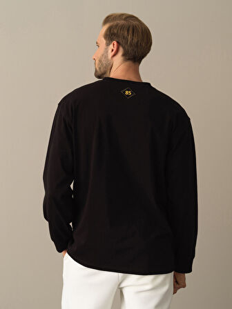 Xint Siyah Oversize Baskılı Tişört