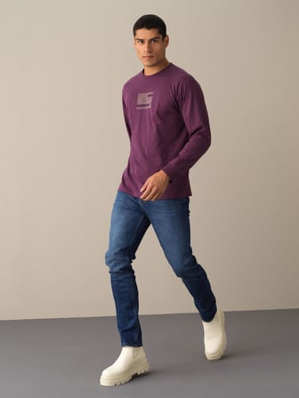 Xint Mor Oversize Baskılı Tişört