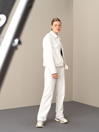 Xint Beyaz %100 Pamuk Oversize Ceket