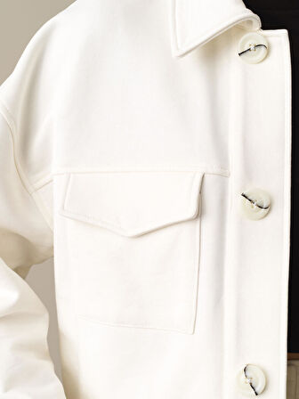 Xint Beyaz %100 Pamuk Oversize Ceket