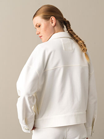 Xint Beyaz %100 Pamuk Oversize Ceket