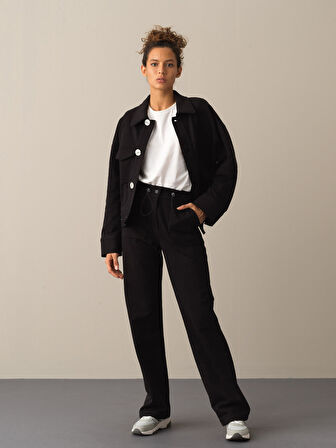 Xint Siyah %100 Pamuk Oversize Ceket