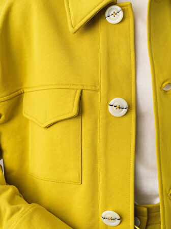 Xint Sarı %100 Pamuk Oversize Ceket