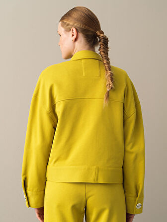 Xint Sarı %100 Pamuk Oversize Ceket