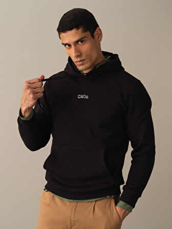 Xint Siyah Regular Fit Baskılı Sweatshirt