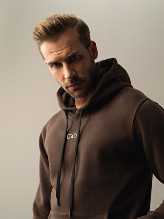 Xint Kahverengi Regular Fit Baskılı Sweatshirt