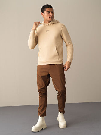 Xint Bej Regular Fit Baskılı Sweatshirt