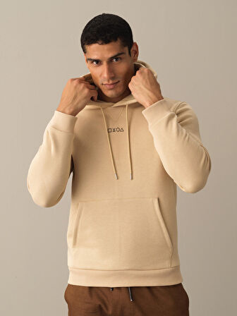 Xint Bej Regular Fit Baskılı Sweatshirt