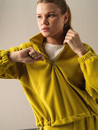 Xint Sarı Oversize Polar Sweatshirt