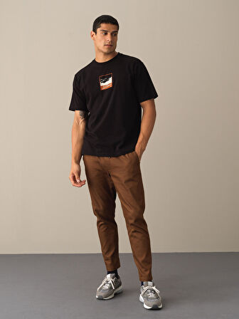 Xint Siyah Oversize Baskılı Tişört