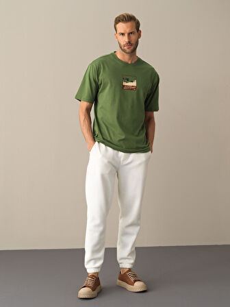 Xint Yeşil Oversize Baskılı Tişört