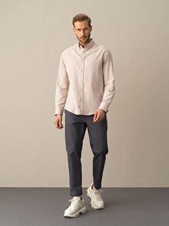Xint Bej Regular Fit Basic Gömlek