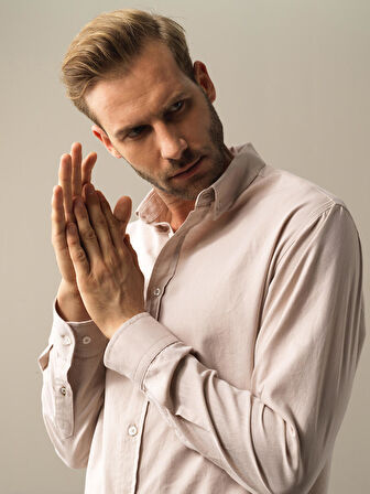 Xint Bej Regular Fit Basic Gömlek