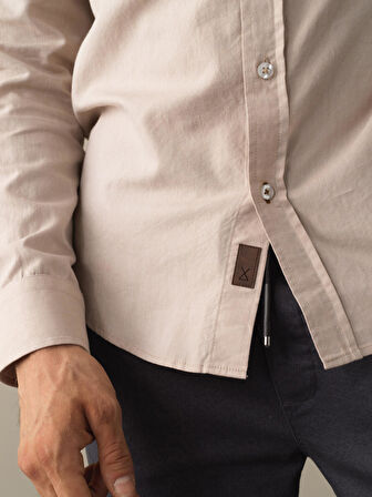 Xint Bej Regular Fit Basic Gömlek