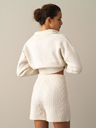 Xint Ekru Regular Fit Triko Şort