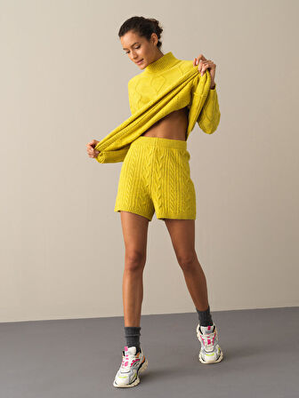 Xint Sarı Regular Fit Triko Şort