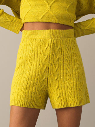 Xint Sarı Regular Fit Triko Şort