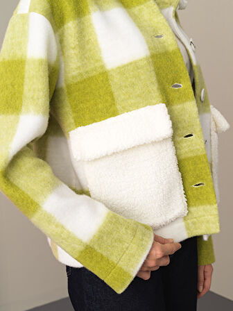 Xint Sarı Regular Fit Düğmeli Ekose Ceket