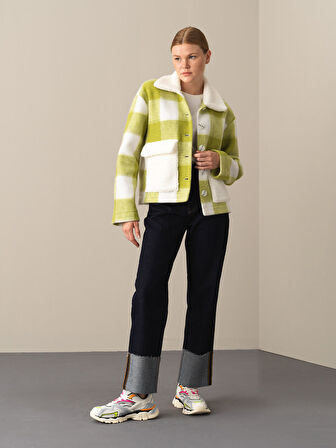 Xint Sarı Regular Fit Düğmeli Ekose Ceket