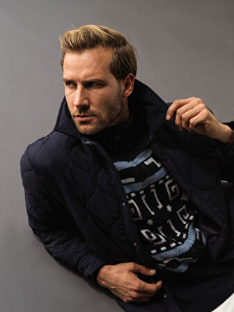 Xint Lacivert Oversize İnce Mont