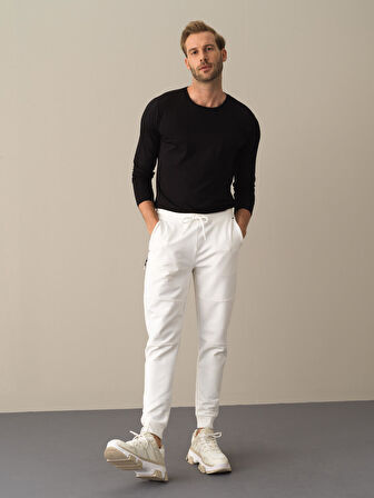 Xint Beyaz Slim Fit Sweat Pantolon