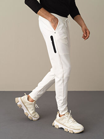 Xint Beyaz Slim Fit Sweat Pantolon