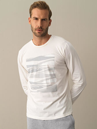 Xint Beyaz Modal Baskılı Tişört