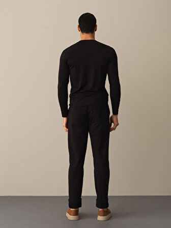 Xint Siyah Modal Baskılı Tişört