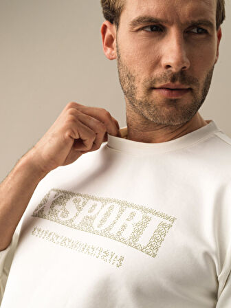 Xint Beyaz Slim Fit Baskılı Sweatshirt