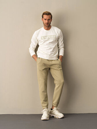 Xint Beyaz Slim Fit Baskılı Sweatshirt
