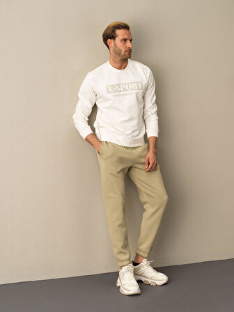 Xint Beyaz Slim Fit Baskılı Sweatshirt