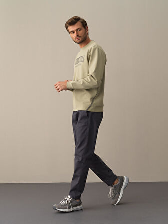 Xint Yeşil Slim Fit Baskılı Sweatshirt