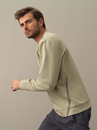 Xint Yeşil Slim Fit Baskılı Sweatshirt