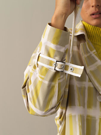 Xint Sarı Formunu Koruyan Regular Fit Desenli Trençkot