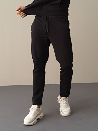 Xint Siyah Pamuklu Sweat Pantolon
