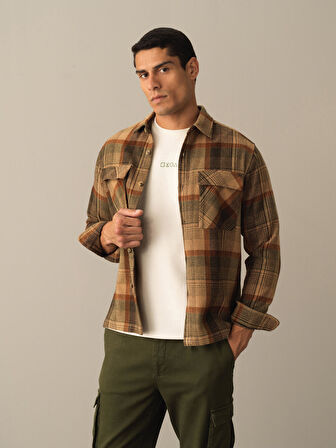 Xint Camel Regular Fit Cepli Ekose Gömlek