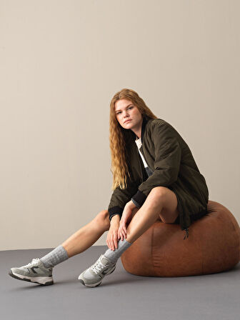 Xint Haki Fermuarlı Oversize Bomber Ceket