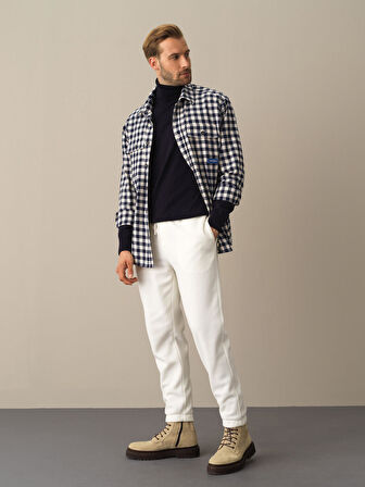 Xint Lacivert Oversize Ekose Gömlek