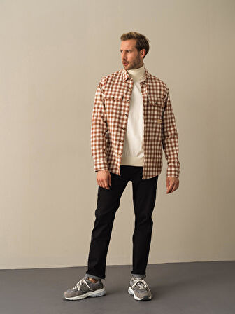 Xint Camel Oversize Ekose Gömlek