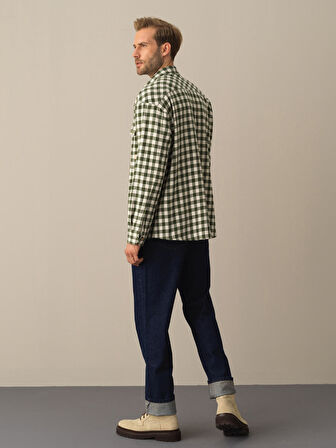 Xint Yeşil Oversize Ekose Gömlek