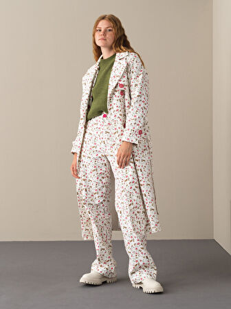 Xint Pembe Pamuk Dokulu Pamuklu Oversize Trençkot