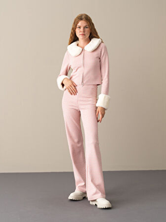 Xint Pembe Pamuklu Regular Fit Ekose Ceket