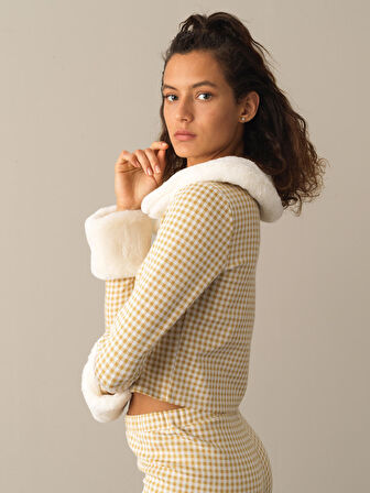 Xint Sarı Pamuklu Regular Fit Ekose Ceket