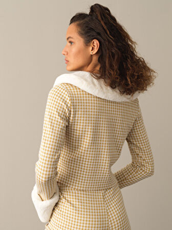 Xint Sarı Pamuklu Regular Fit Ekose Ceket