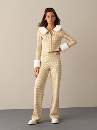 Xint Sarı Pamuklu Regular Fit Ekose Ceket