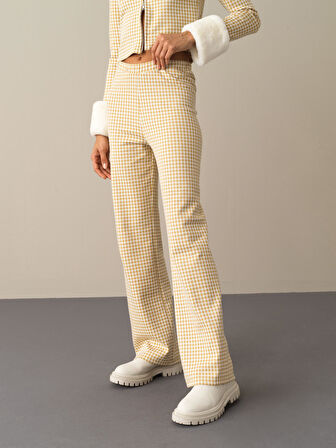Xint Sarı Regular Fit Ekose Pantolon