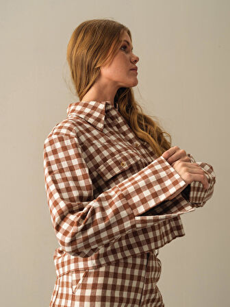 Xint Camel Oversize Ekose Gömlek