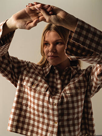 Xint Camel Oversize Ekose Gömlek